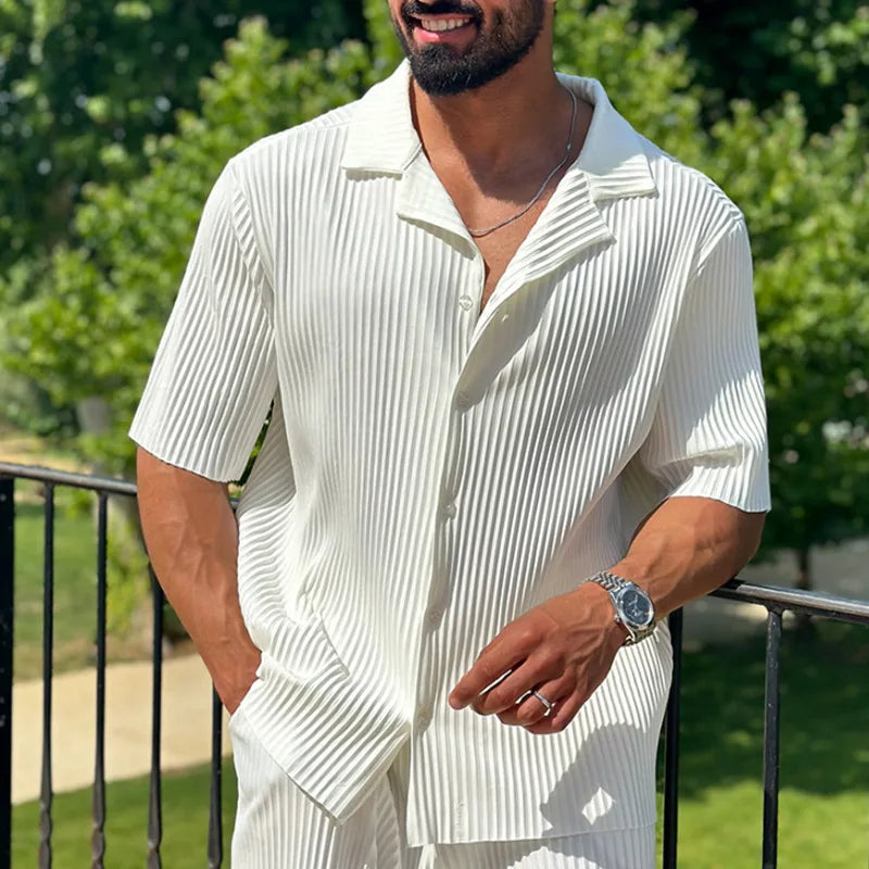 Herren Set mit kurzärmeligem geripptem Hemd und Hose-Men Sets-Alpenkind