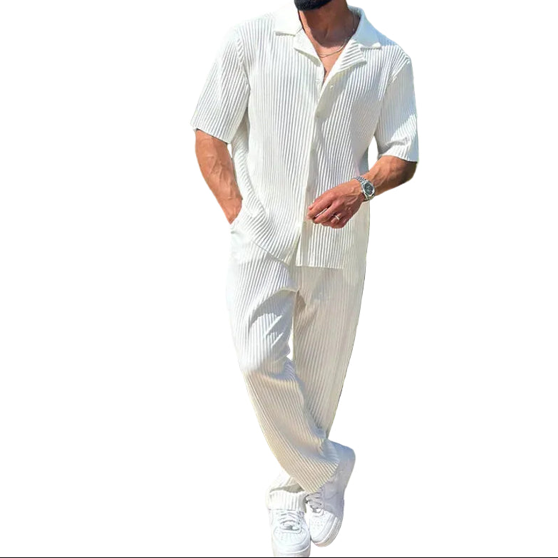 Herren Set mit kurzärmeligem geripptem Hemd und Hose-Men Sets-Alpenkind