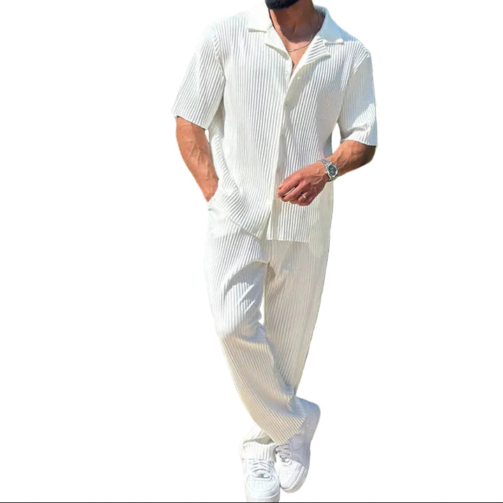 Herren Set mit kurzärmeligem geripptem Hemd und Hose-Men Sets-Alpenkind