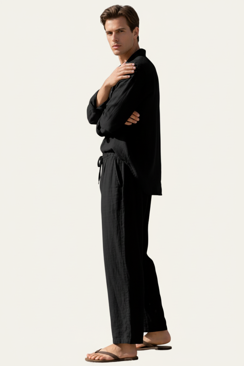 Herren Set mit Langarmhemd und Hose mit Kordelzug-Men Sets-Alpenkind
