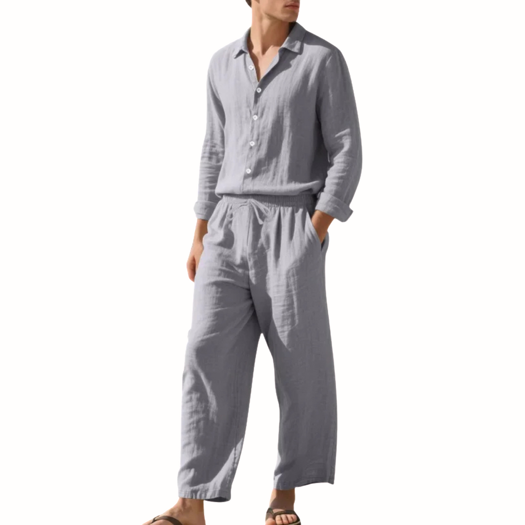 Herren Set mit Langarmhemd und Hose mit Kordelzug-Men Sets-Alpenkind