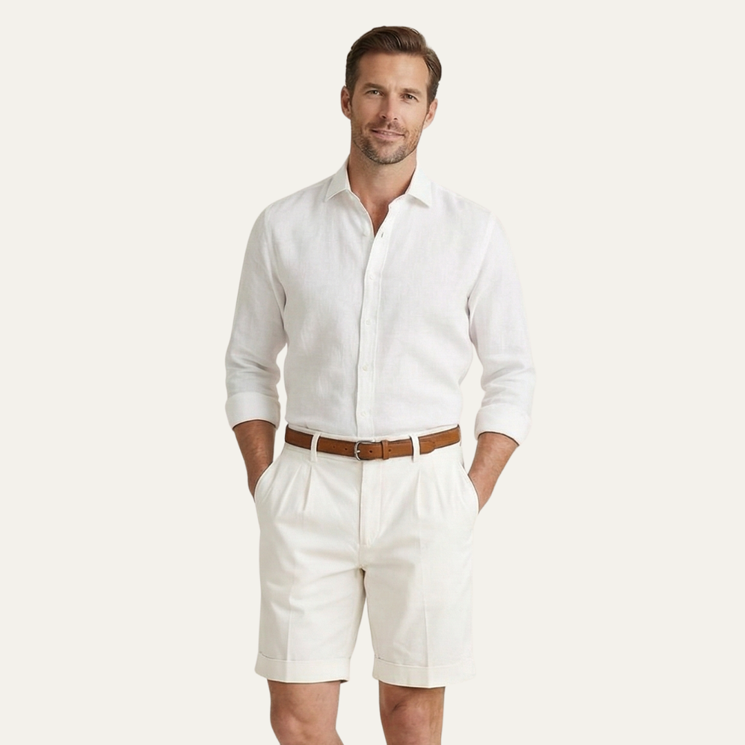 Herren Shorts mit Falten und Gürtel-Men shorts-Alpenkind