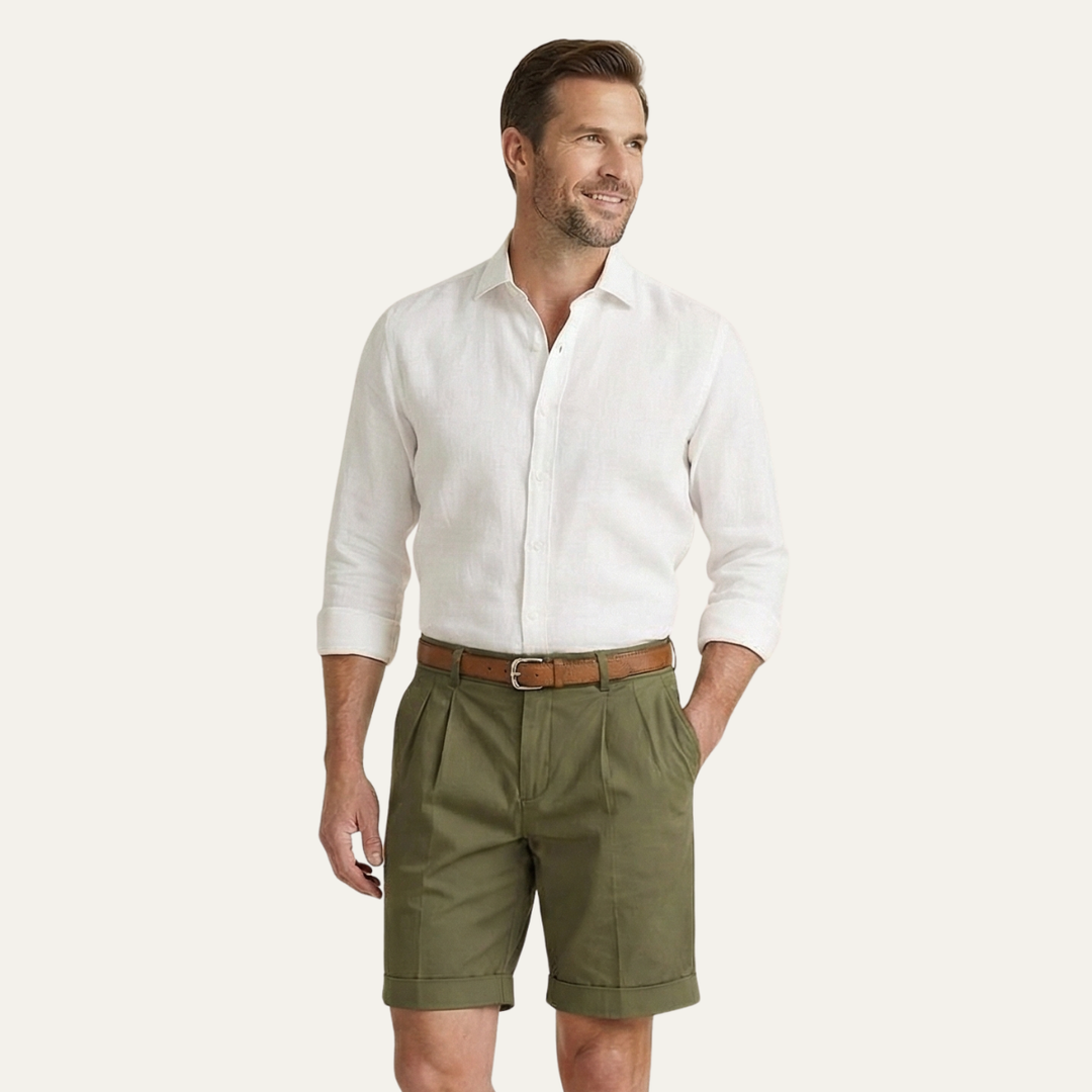 Herren Shorts mit Falten und Gürtel-Men shorts-Alpenkind