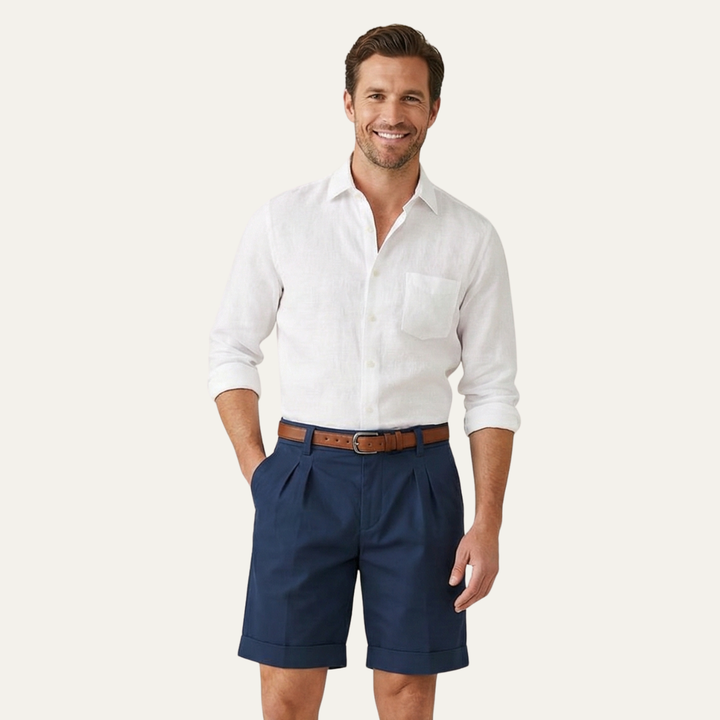 Herren Shorts mit Falten und Gürtel-Men shorts-Alpenkind