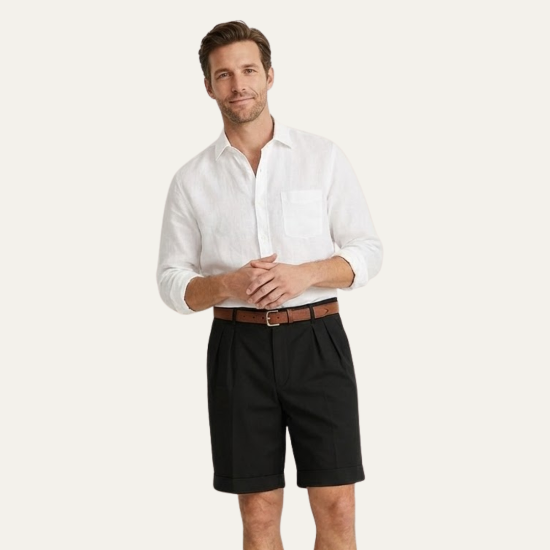 Herren Shorts mit Falten und Gürtel-Men shorts-Alpenkind