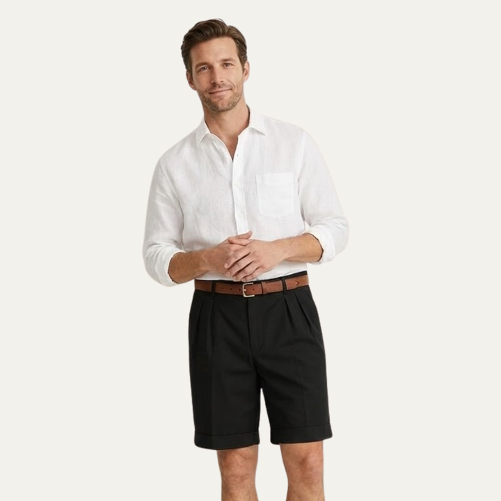 Herren Shorts mit Falten und Gürtel-Men shorts-Alpenkind