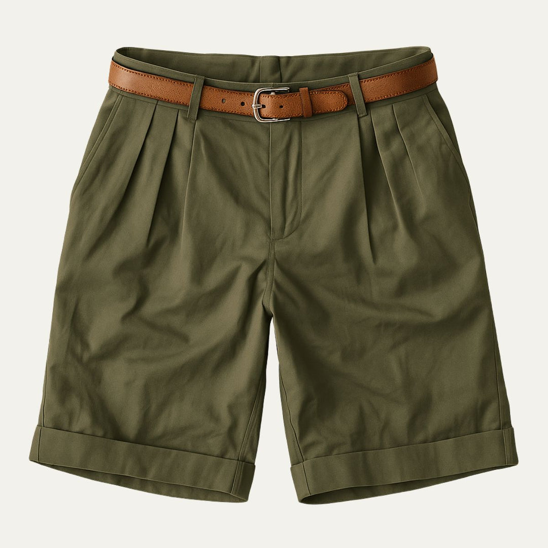Herren Shorts mit Falten und Gürtel-Men shorts-Alpenkind