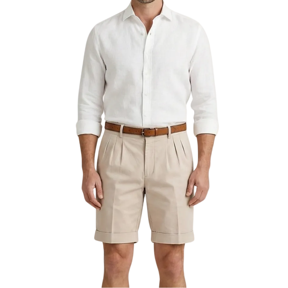 Herren Shorts mit Falten und Gürtel-Men shorts-Alpenkind