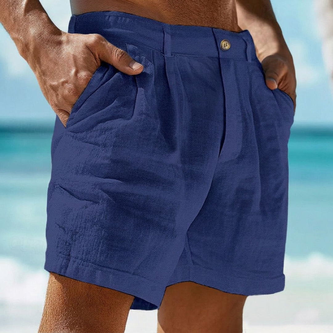 Herren Shorts mit Faltenbund und Knopfverschluss-Men shorts-Alpenkind