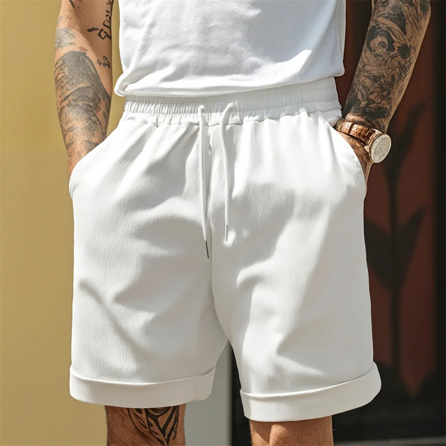 Herren Shorts mit Kordelzug und Umschlagsaum-Men shorts-Alpenkind