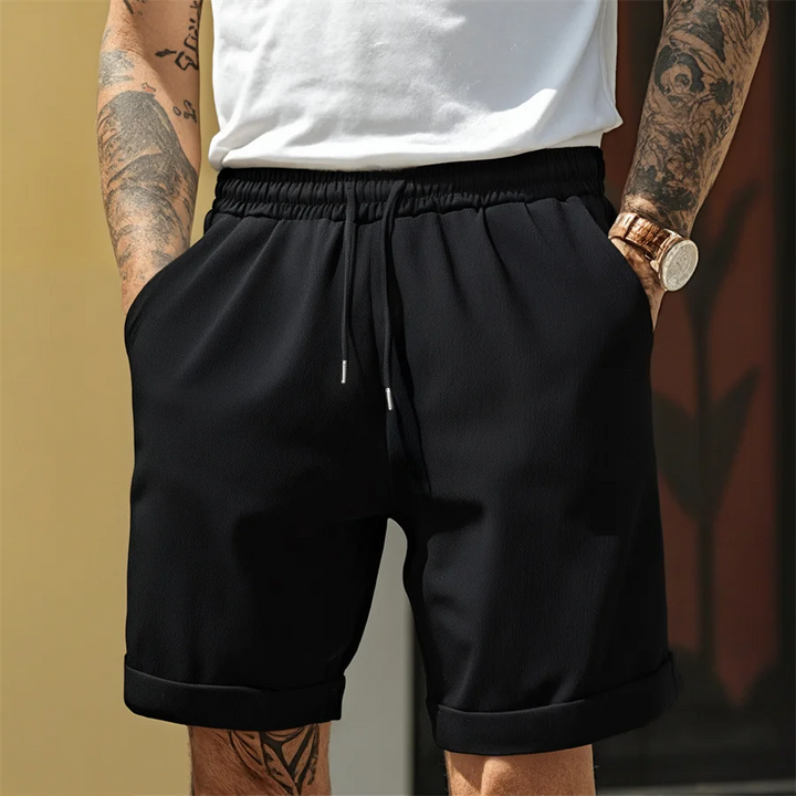 Herren Shorts mit Kordelzug und Umschlagsaum-Men shorts-Alpenkind