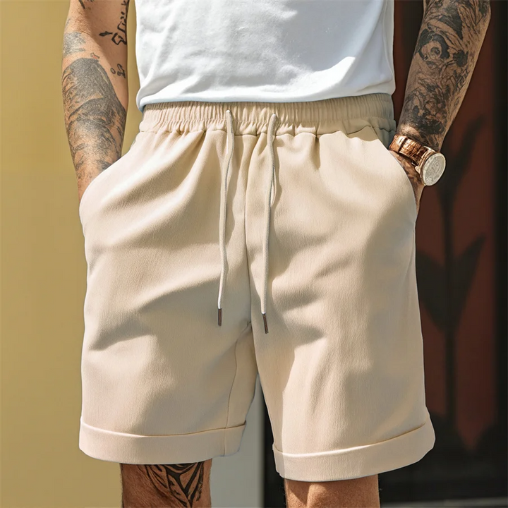 Herren Shorts mit Kordelzug und Umschlagsaum-Men shorts-Alpenkind