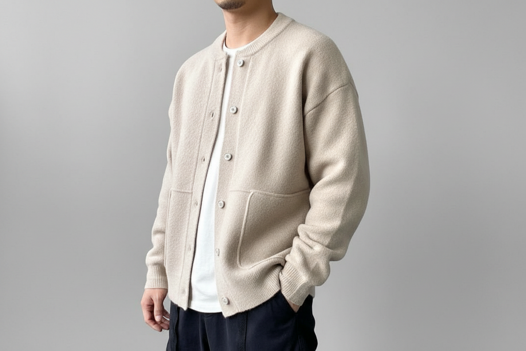 Herren Strickjacke mit Knopfleiste und Rundhalsausschnitt-Men Cardigans-Alpenkind