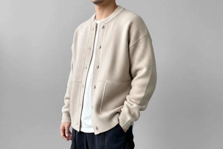 Herren Strickjacke mit Knopfleiste und Rundhalsausschnitt-Men Cardigans-Alpenkind