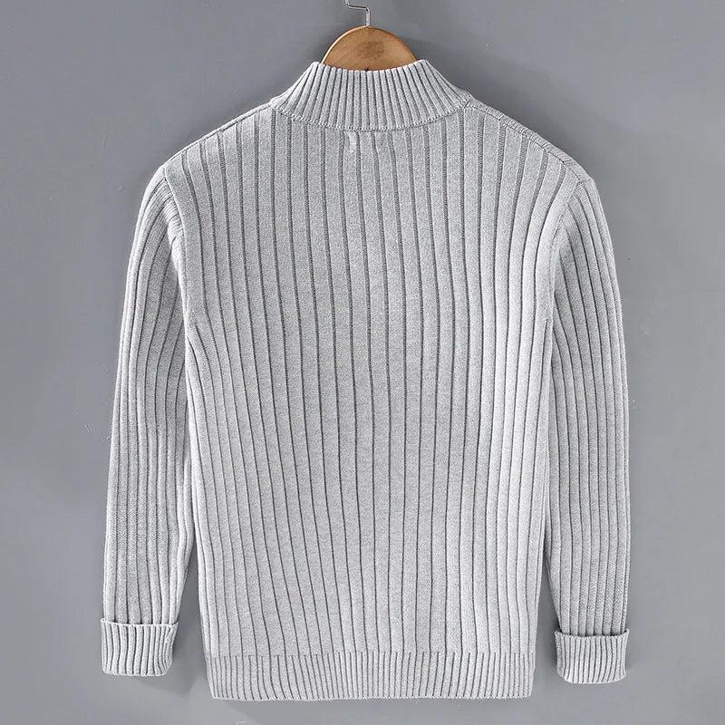 Herren Strickjacke mit Reißverschluss und Stehkragen-Men Sweaters-Alpenkind