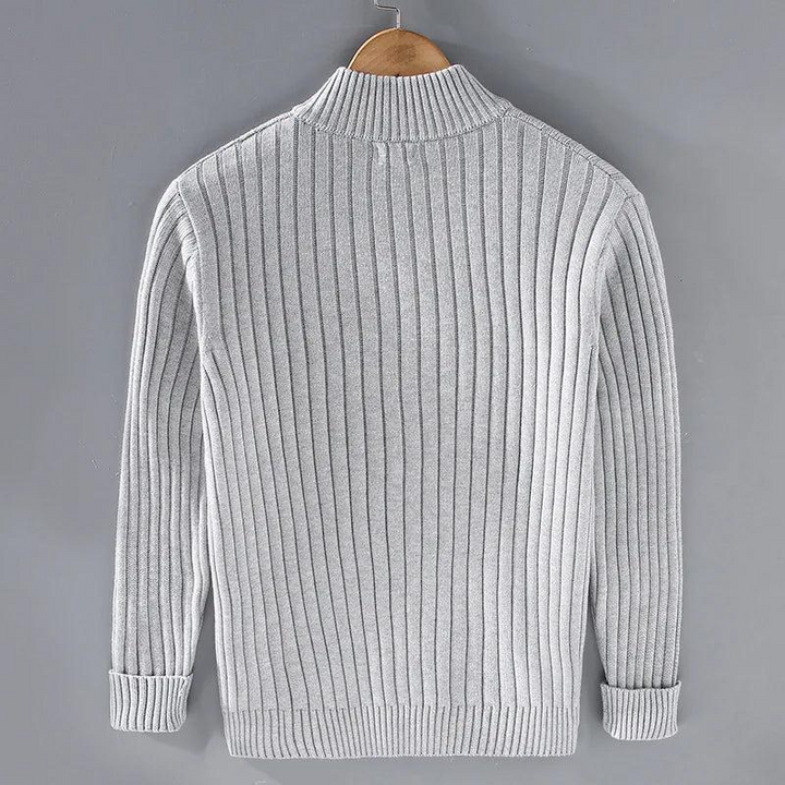 Herren Strickjacke mit Reißverschluss und Stehkragen-Men Sweaters-Alpenkind