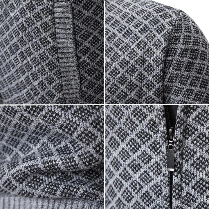 Herren Strickjacke mit Reißverschluss und Stehkragen-Men Sweaters-Alpenkind