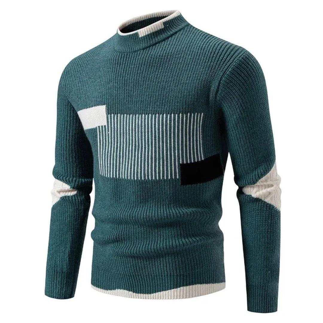Herren Strickpullover mit hohem Kragen und geometrischem Design-Men Sweaters-Alpenkind