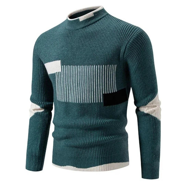 Herren Strickpullover mit hohem Kragen und geometrischem Design-Men Sweaters-Alpenkind