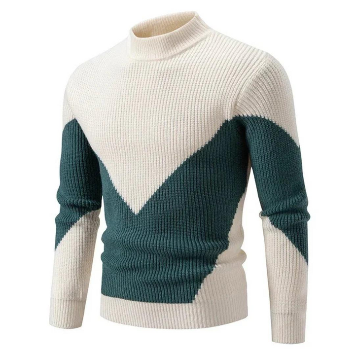 Herren Strickpullover mit hohem Kragen und geometrischem Design-Men Sweaters-Alpenkind