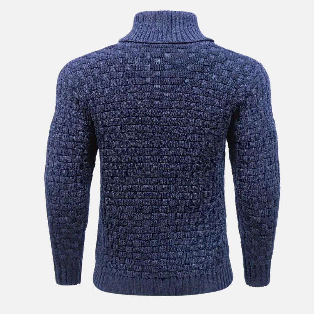 Herren Strickpullover mit Knopfleiste und hohem Kragen-Men Sweaters-Alpenkind