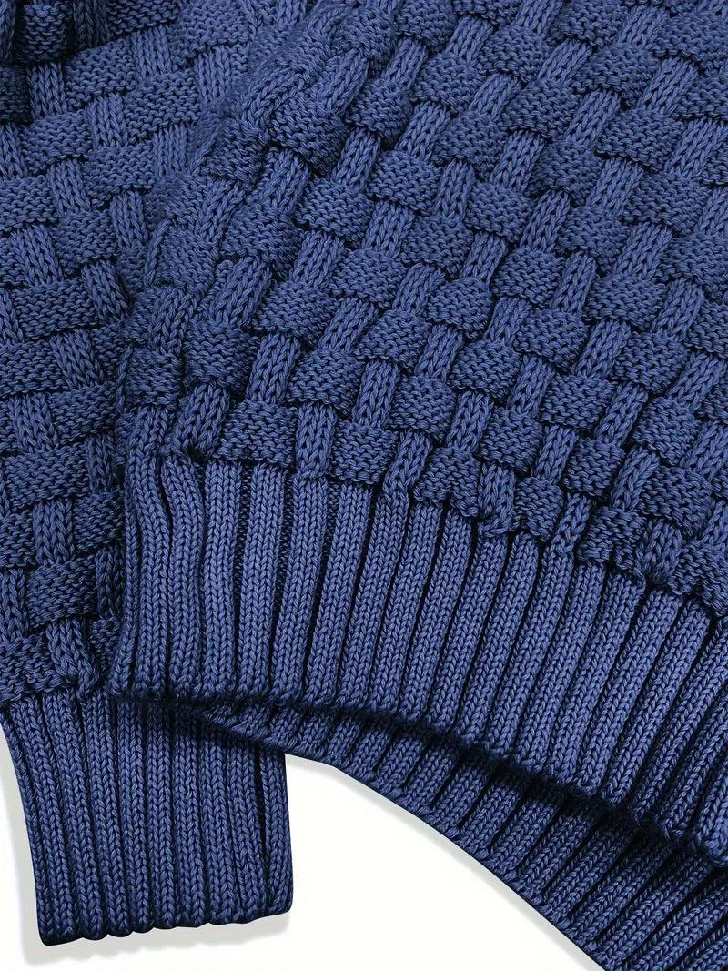 Herren Strickpullover mit Knopfleiste und hohem Kragen-Men Sweaters-Alpenkind