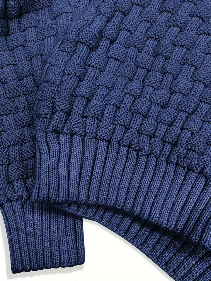 Herren Strickpullover mit Knopfleiste und hohem Kragen-Men Sweaters-Alpenkind