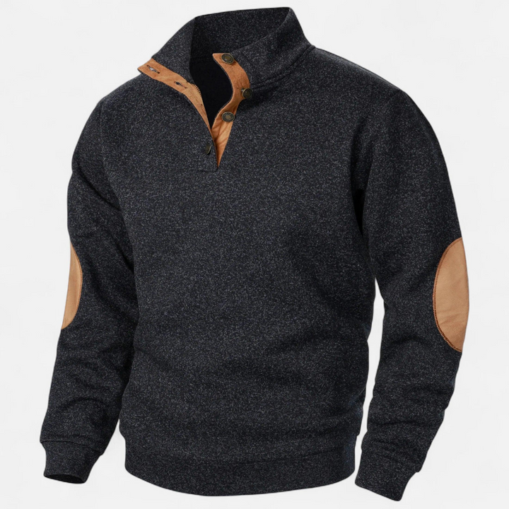 Herren Strukturierter Pullover mit Stehkragen-Men Sweaters-Alpenkind