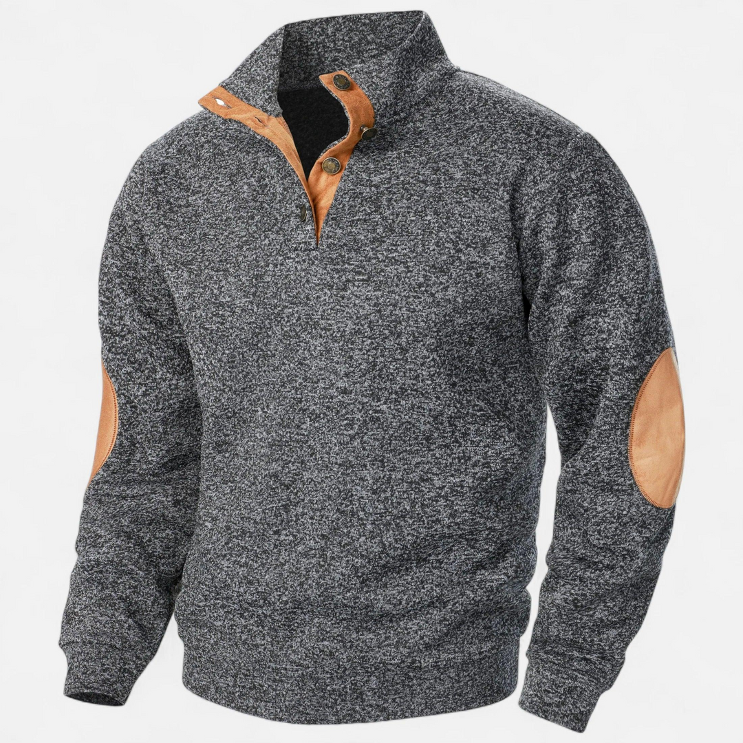 Herren Strukturierter Pullover mit Stehkragen-Men Sweaters-Alpenkind