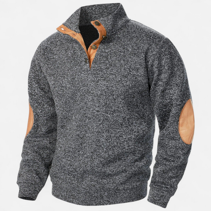 Herren Strukturierter Pullover mit Stehkragen-Men Sweaters-Alpenkind