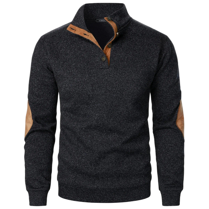 Herren Strukturierter Pullover mit Stehkragen-Men Sweaters-Alpenkind
