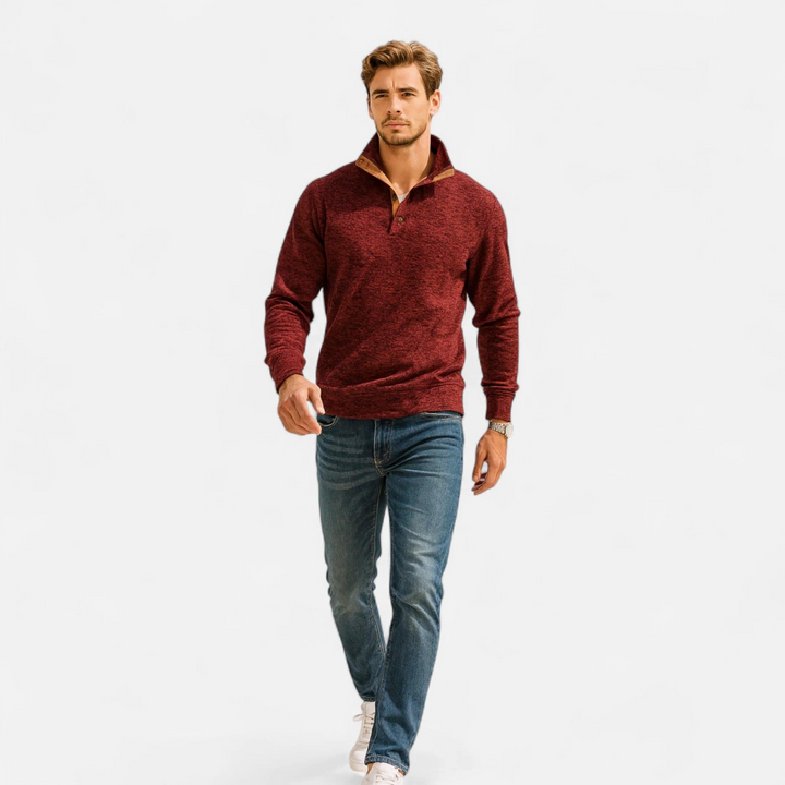 Herren Strukturierter Pullover mit Stehkragen-Men Sweaters-Alpenkind