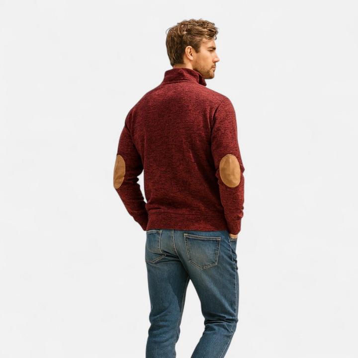 Herren Strukturierter Pullover mit Stehkragen-Men Sweaters-Alpenkind