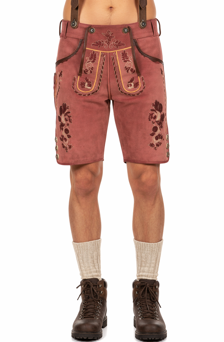Herren Trachtenshorts mit Stickerei und Gürtel-Men shorts-Alpenkind