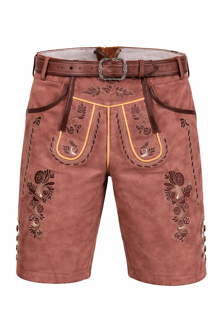 Herren Trachtenshorts mit Stickerei und Gürtel-Men shorts-Alpenkind