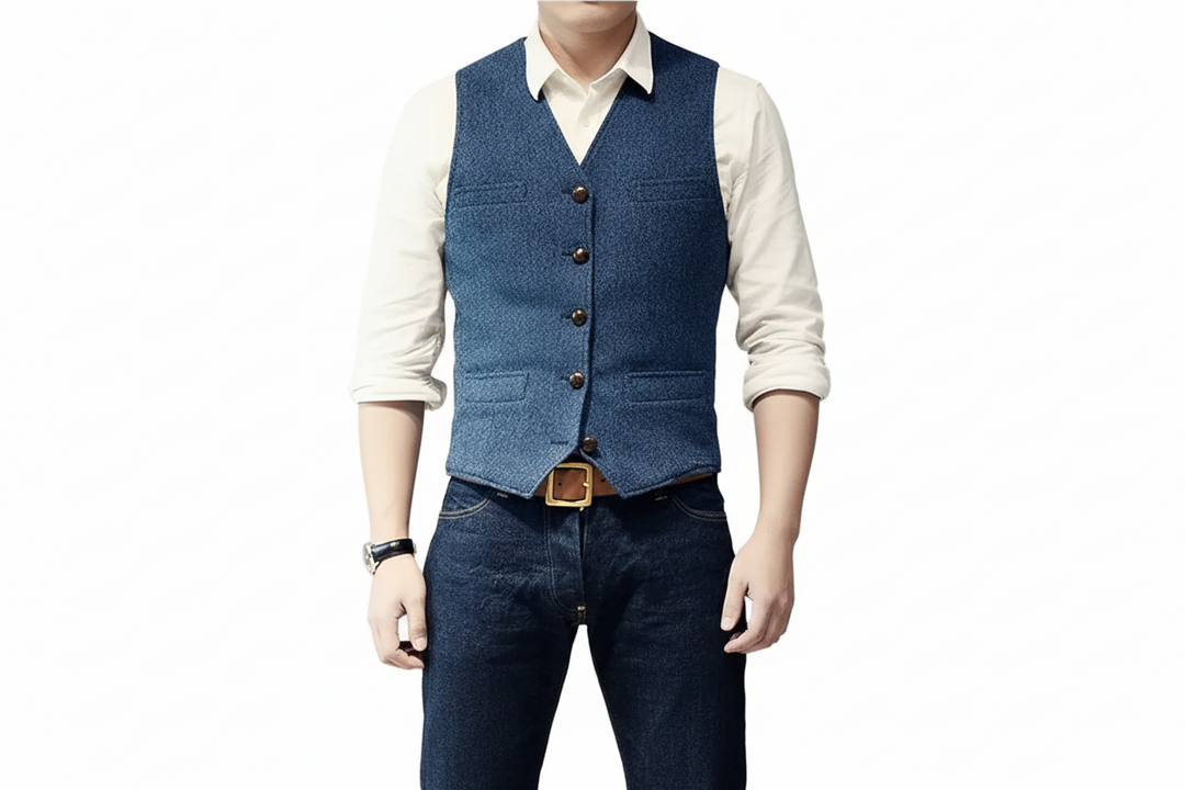 Herren Weste mit Knopfleiste und V-Ausschnitt-Men vest-Alpenkind