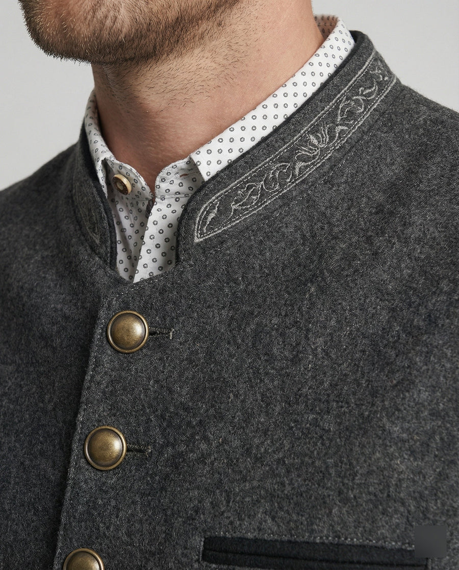 Herren Weste mit Stehkragen und Knopfleiste-Men vest-Alpenkind
