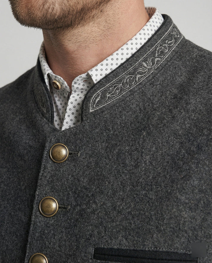 Herren Weste mit Stehkragen und Knopfleiste-Men vest-Alpenkind