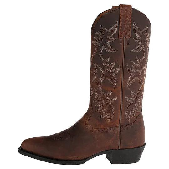 Herren Westernstiefel mit geprägtem Schaft und Zuglaschen-Men Footwear-Alpenkind