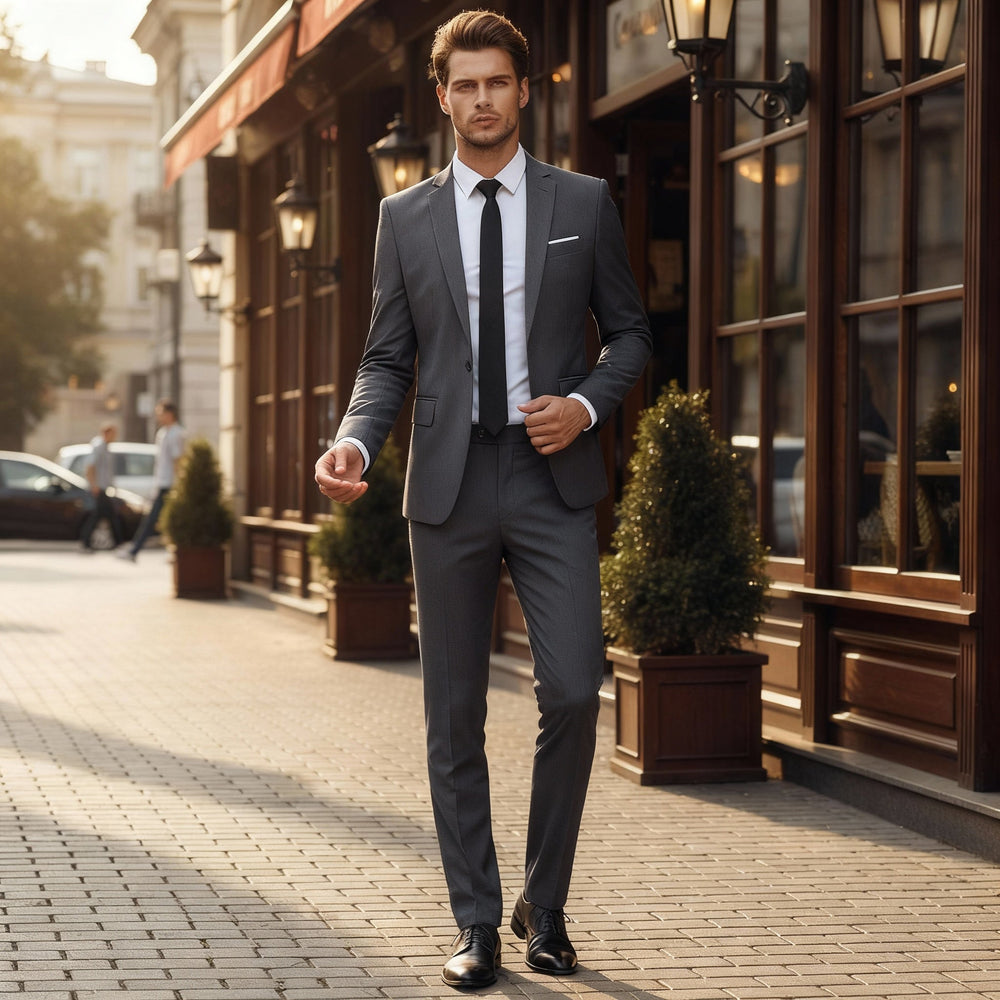 Herren Zweiteiliger Anzug mit Einreihigem Sakko und Geradem Hosenbein-Men Sets-Alpenkind
