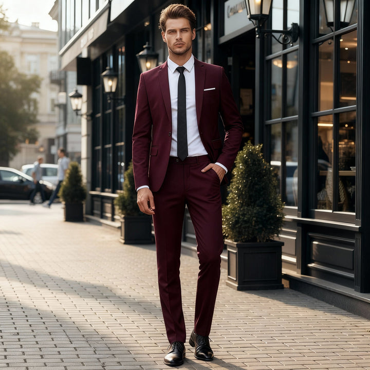 Herren Zweiteiliger Anzug mit Einreihigem Sakko und Geradem Hosenbein-Men Sets-Alpenkind
