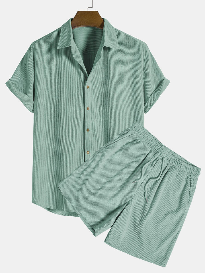 Herren Zweiteiliges Set Kurzarmhemd und kurze Hose-Men Sets-Alpenkind