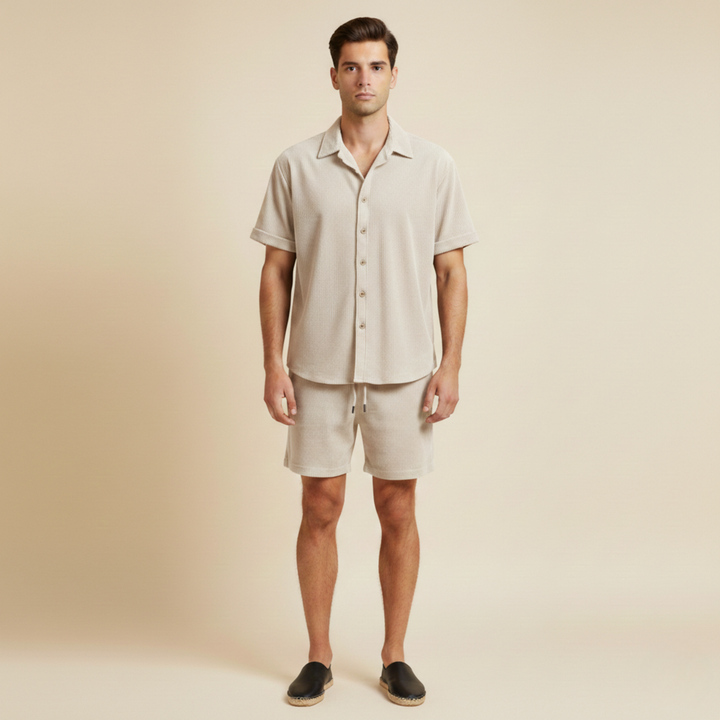 Herren Zweiteiliges Set Kurzarmhemd und kurze Hose-Men Sets-Alpenkind