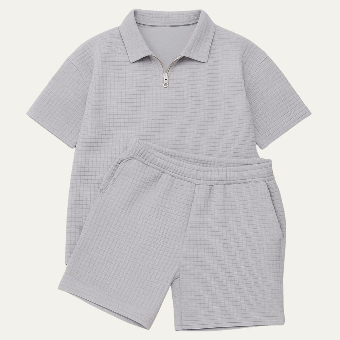 Herren Zweiteiliges Set mit Kurzarmshirt und Shorts mit Struktur-Men Sets-Alpenkind