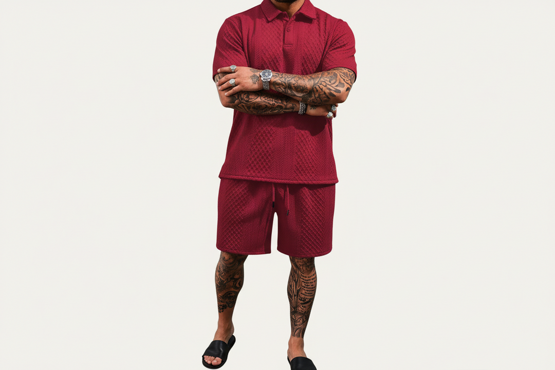 Herren Zweiteiliges Set mit Poloshirt und Shorts-Men Sets-Alpenkind