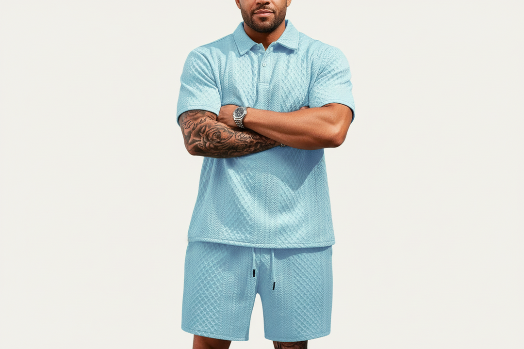 Herren Zweiteiliges Set mit Poloshirt und Shorts-Men Sets-Alpenkind