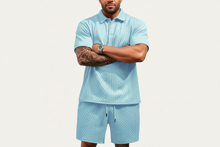 Herren Zweiteiliges Set mit Poloshirt und Shorts-Men Sets-Alpenkind