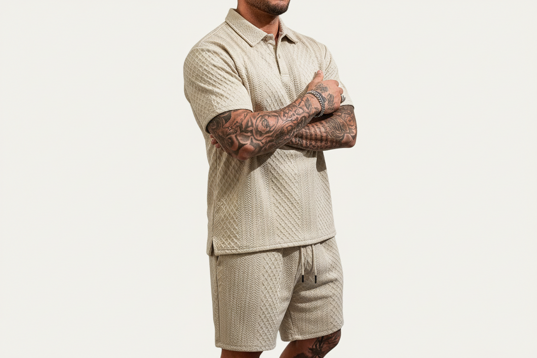 Herren Zweiteiliges Set mit Poloshirt und Shorts-Men Sets-Alpenkind