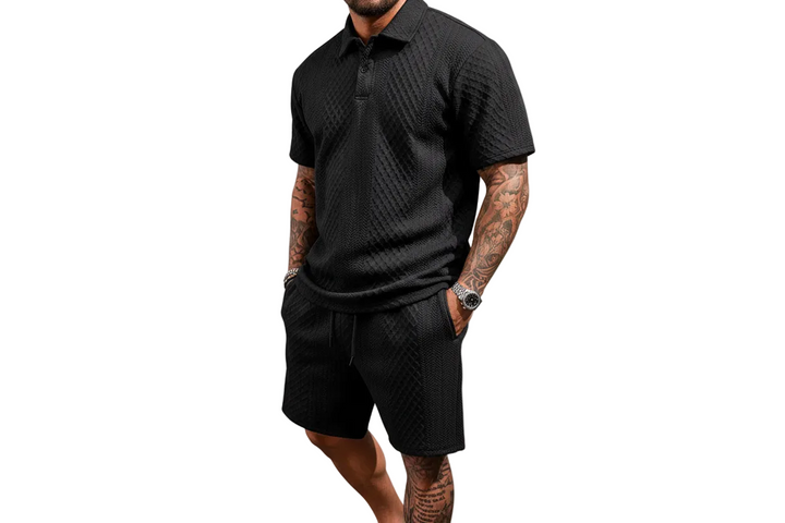 Herren Zweiteiliges Set mit Poloshirt und Shorts-Men Sets-Alpenkind
