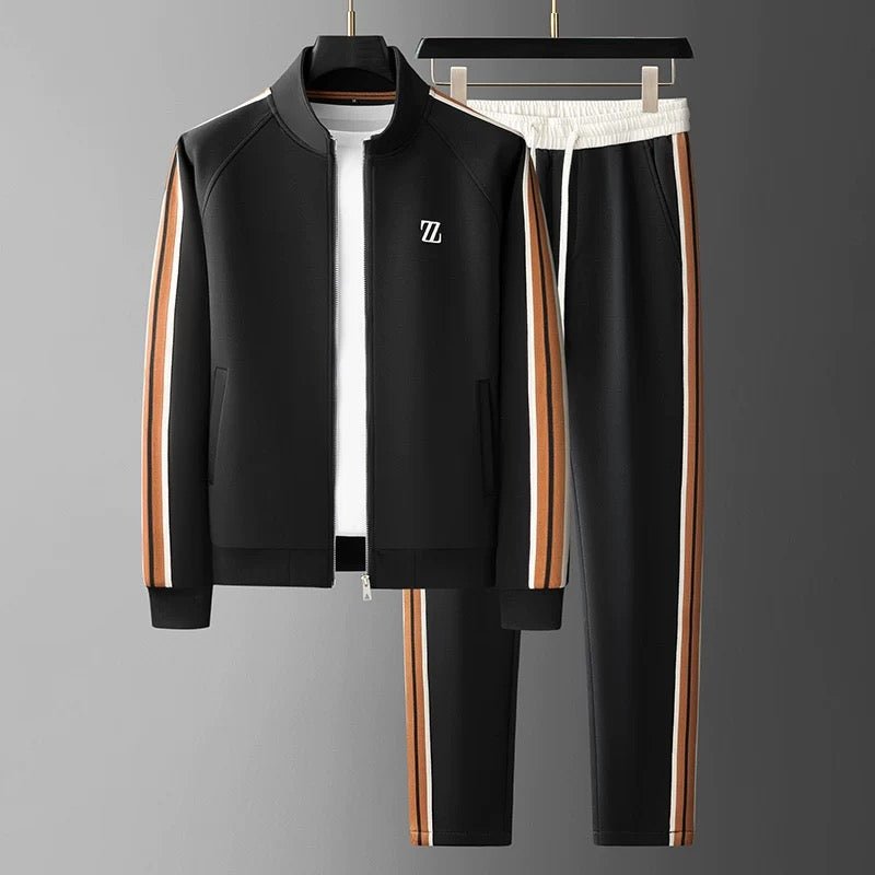 Herren Zweiteiliges Trainingsanzug-Set mit Reißverschlussjacke und Hose mit Elastikbund-Men Sets-Alpenkind